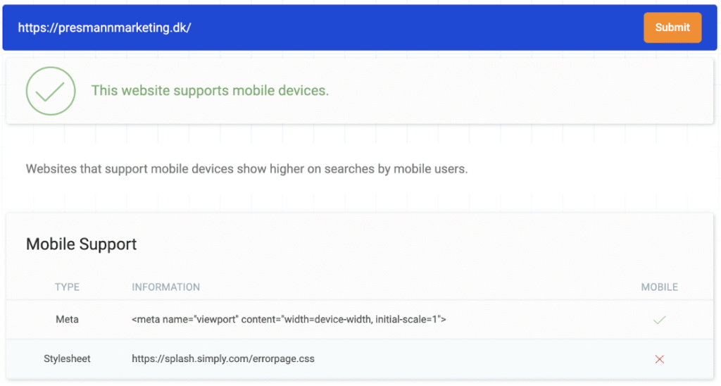 seomater mobile friendly check