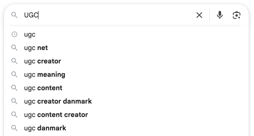 google search UGC