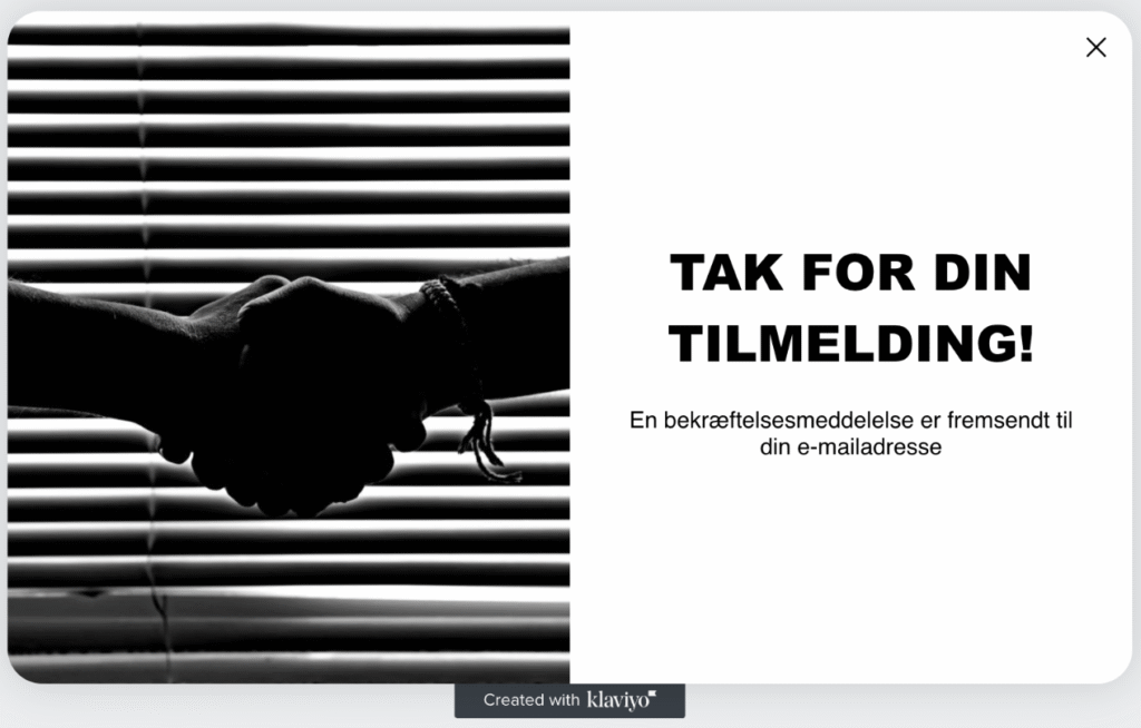 tak for tilmeldning